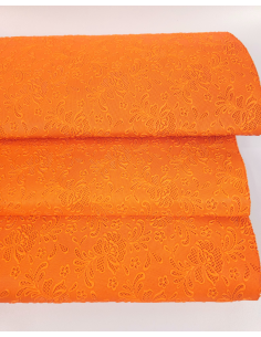 Orange Neon Flower Lace Embossed Texture Leather 2