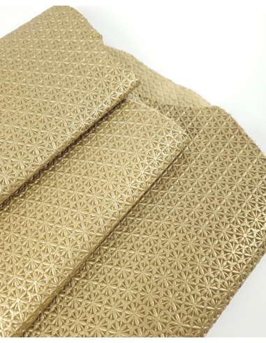 Platino Metallic Star Anise Embossed Texture Leather