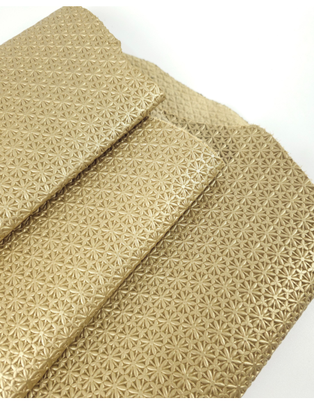 Platino Metallic Star Anise Embossed Texture Leather