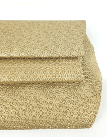 Platino Metallic Star Anise Embossed Texture Leather