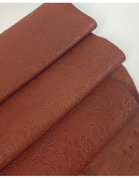 Coconut Shell Flower Lace Embossed Texture Leather