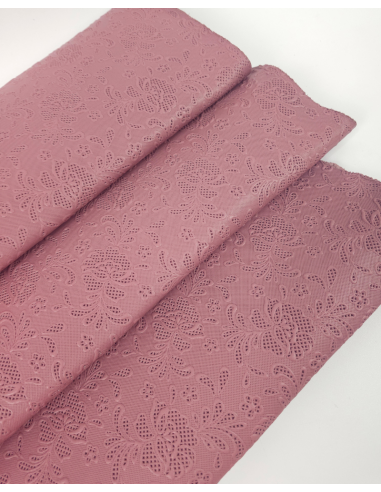 Ash Rose Flower Lace Embossed Texture Leather