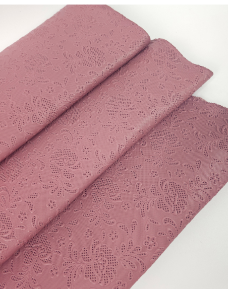 Ash Rose Flower Lace Embossed Texture Leather