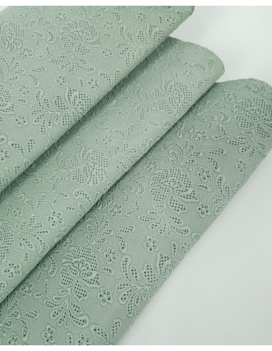 Silt Green Flower Lace Embossed Texture Leather