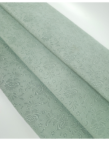 Silt Green Flower Lace Embossed Texture Leather