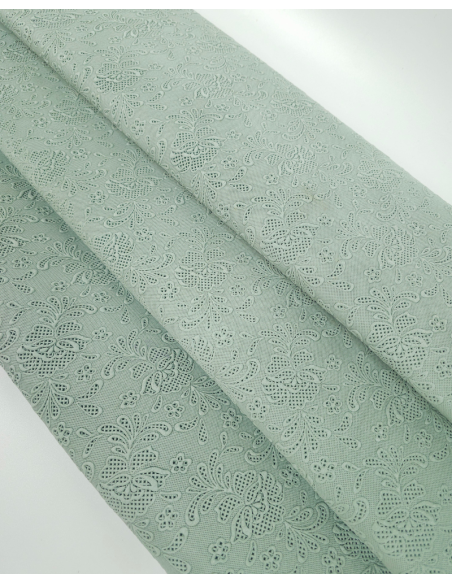 Silt Green Flower Lace Embossed Texture Leather