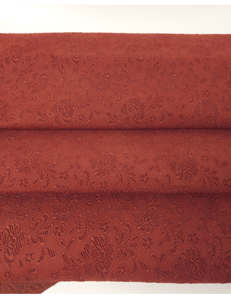 Roasted Russet Flower Lace Embossed Texture Leather