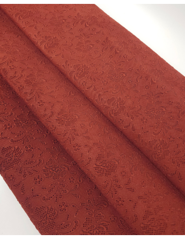 Roasted Russet Flower Lace Embossed Texture Leather