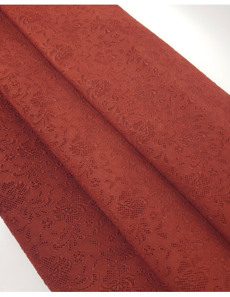 Roasted Russet Flower Lace Embossed Texture Leather