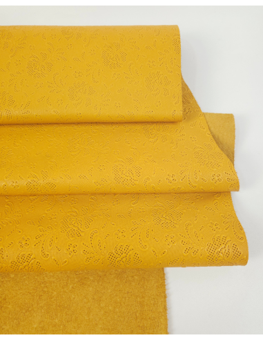 Golden Rod Flower Lace Embossed Texture Leather