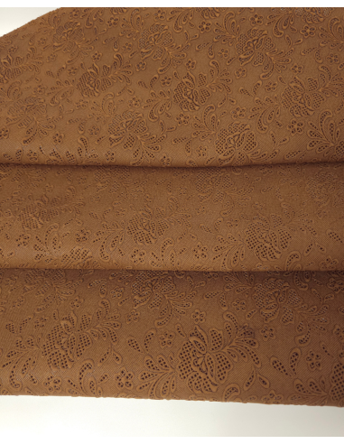 Toffee Flower Lace Embossed Texture Leather