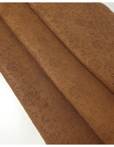 Toffee Flower Lace Embossed Texture Leather