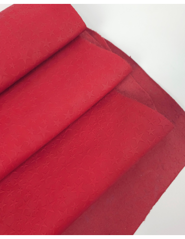 Pompeian Red All Stars Embossed Texture Leather