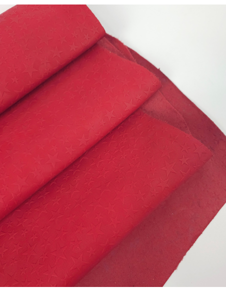 Pompeian Red All Stars Embossed Texture Leather