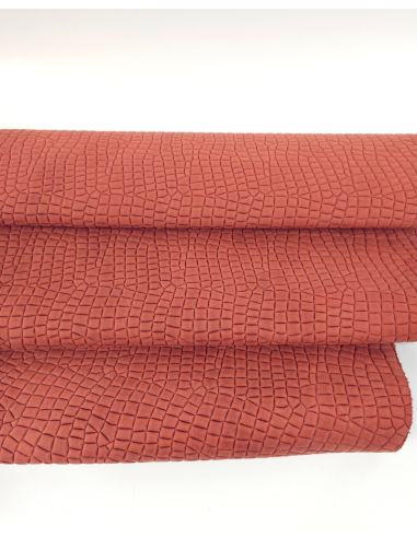 Burnt Brick Crocodile Alligator Leather Texture P62