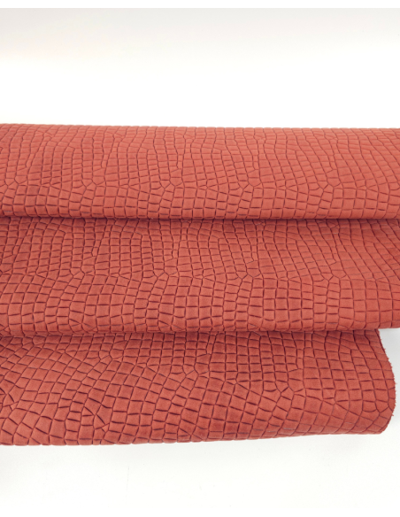 Burnt Brick Crocodile Alligator Leather Texture P62