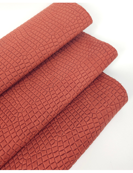 Burnt Brick Crocodile Alligator Leather Texture P62