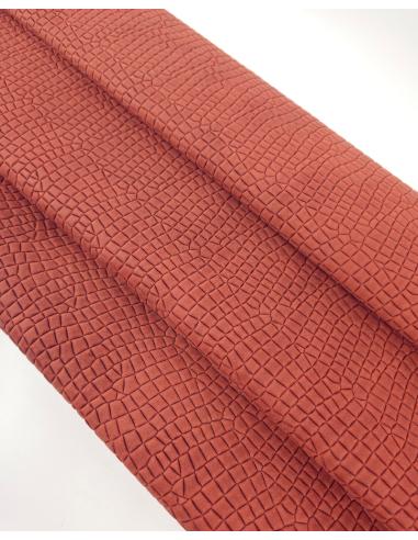 Burnt Brick Crocodile Alligator Leather Texture P62