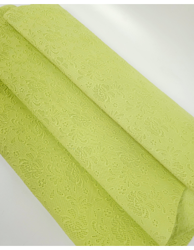 Sunny Lime Flower Lace Embossed Texture Leather