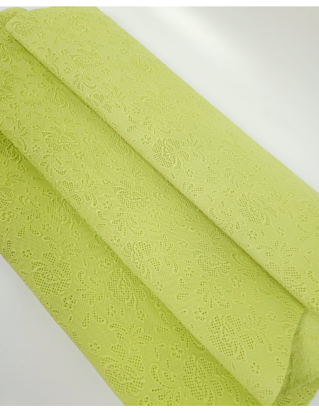 Sunny Lime Flower Lace Embossed Texture Leather