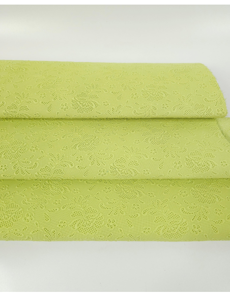 Sunny Lime Flower Lace Embossed Texture Leather