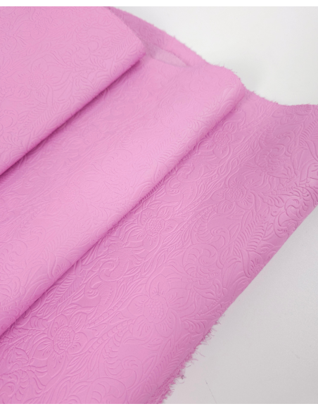 Lilac Chiffon Western Floral Vintage Pull Up Embossed Texture Leather