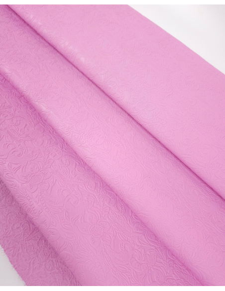 Lilac Chiffon Western Floral Vintage Pull Up Embossed Texture Leather