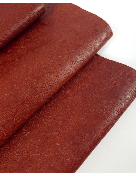 Sierra Western Floral Vintage Pull Up Embossed Texture Leather