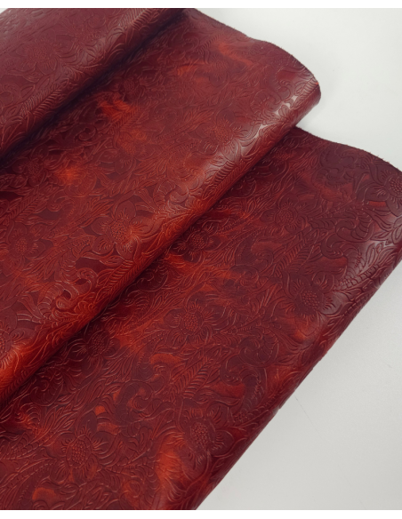 Bossa Nova Western Floral Vintage Pull Up Embossed Texture Leather