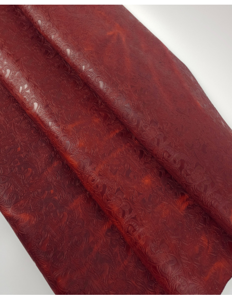 Bossa Nova Western Floral Vintage Pull Up Embossed Texture Leather