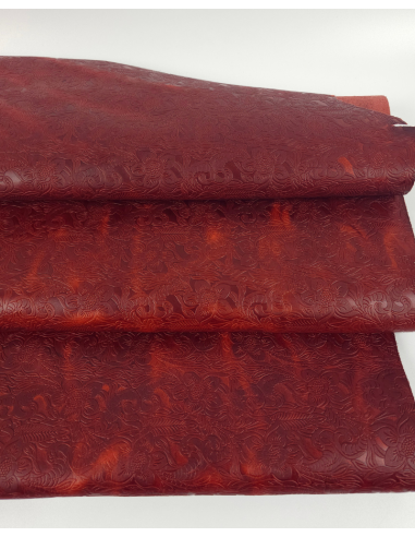 Bossa Nova Western Floral Vintage Pull Up Embossed Texture Leather