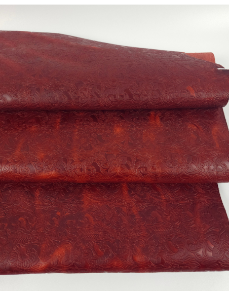 Bossa Nova Western Floral Vintage Pull Up Embossed Texture Leather