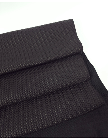 Black Braided Tanger Embossed Premium Texture Leather