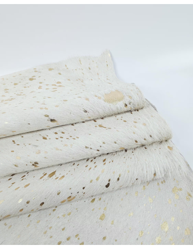 Acid Washed White Gold Cowhide Leather