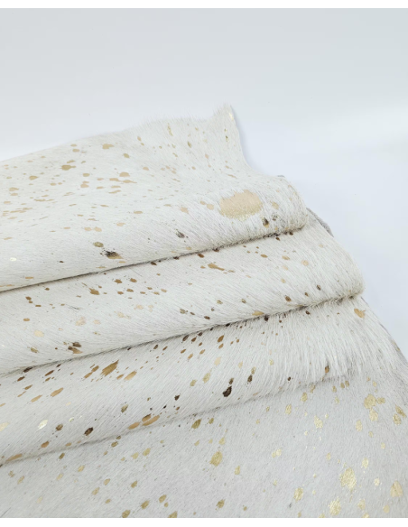 Acid Washed White Gold Cowhide Leather