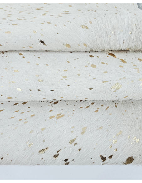 Acid Washed White Gold Cowhide Leather