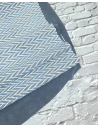 Blue Mirage and White Braided Knit Printed Suede Leather