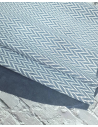 Blue Mirage and White Braided Knit Printed Suede Leather