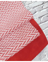 Chili Red and White Braided Knit Printed Suede Leather