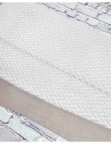 Grey Rose and White Braided Knit Printed Suede Leather