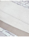 Grey Rose and White Braided Knit Printed Suede Leather