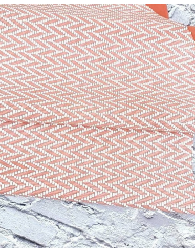 Apricot and White Braided Knit Printed Suede Leather