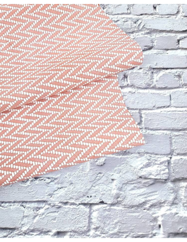 Apricot and White Braided Knit Printed Suede Leather