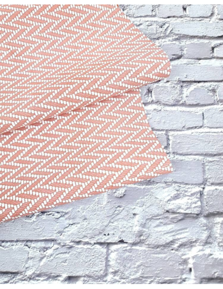 Apricot and White Braided Knit Printed Suede Leather