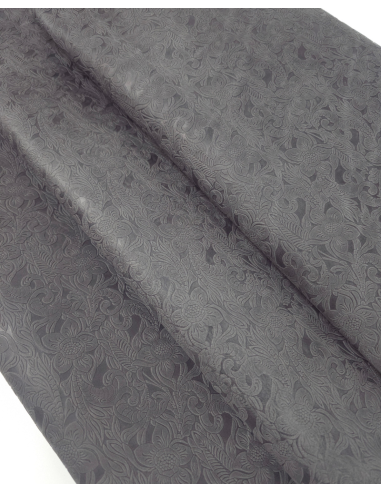 Charcoal Gray Western Floral Vintage Pull Up Embossed Texture Leather