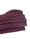 Navy Blue and Red Metallic Stars Suede Leather