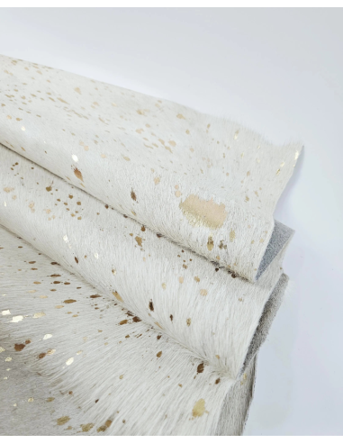 Acid Washed White Gold Cowhide Leather