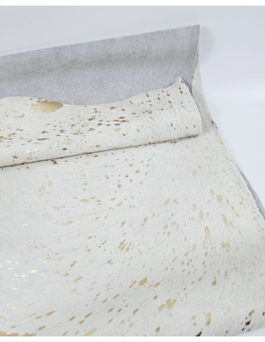 Acid Washed White Gold Cowhide Leather