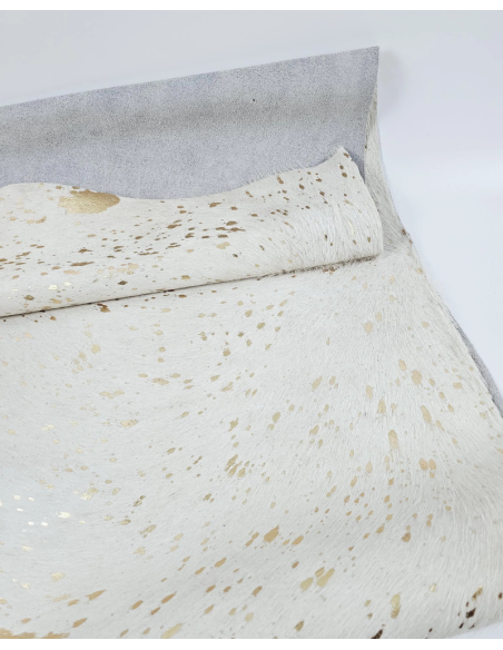 Acid Washed White Gold Cowhide Leather