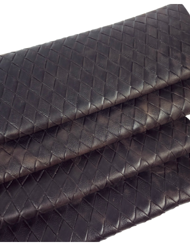 French Roast Braided Abuja Embossed Premium Texture Leather